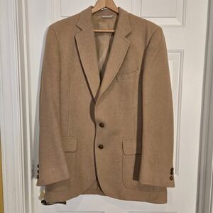 VTG 100% Camel Hair Blazer The Boston Wooden Buttons Sport Coat Made in USA  42R